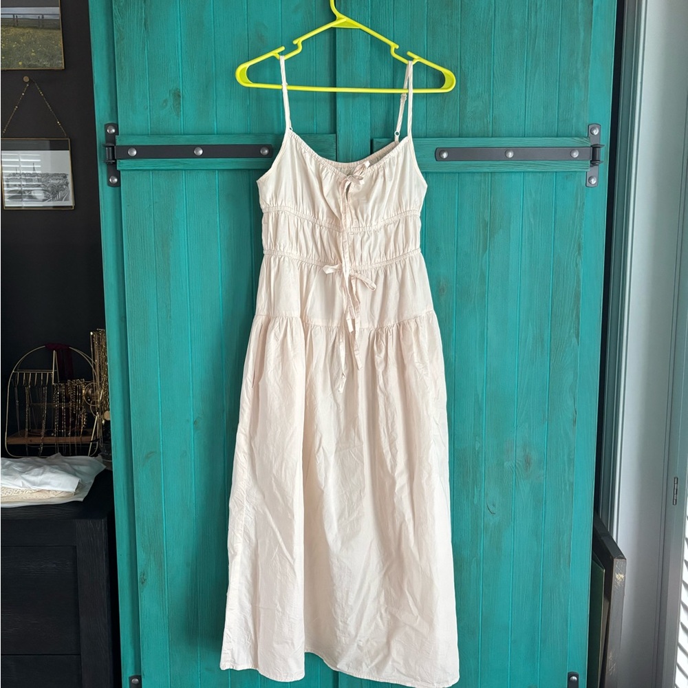 Cream Maxi Dress with Spaghetti Straps
